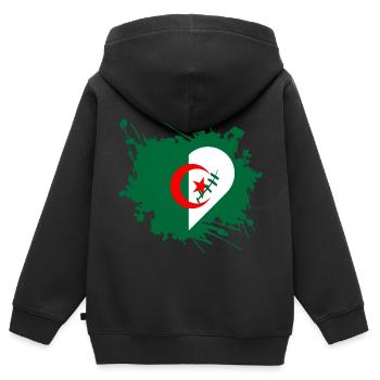Algérie - Sweat Premium à capuche zippé enfant bio - noir - Dos - AI Model Kid Male (0cm)