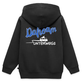 Unterwegs dahoam Campervan - Kinder Premium Organic Zip Hoodie - Schwarz - Hinten - AI Model Kid Male (0cm)