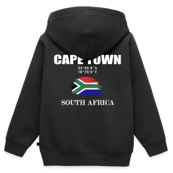Cape Town Afrique du Sud Le Cap - Sweat Premium à capuche zippé enfant bio - noir - Dos - AI Model Kid Male (0cm)
