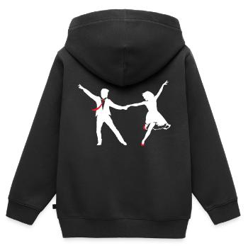 Couple de danse swing - Sweat Premium à capuche zippé enfant bio - noir - Dos - AI Model Kid Male (0cm)
