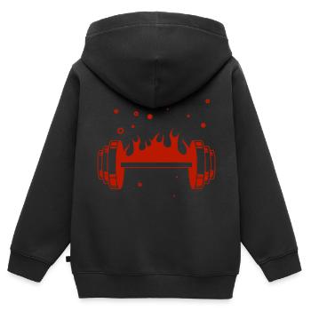 Musculation - Haltérophilie - Fitness - Entraînement - Sweat Premium à capuche zippé enfant bio - noir - Dos - AI Model Kid Male (0cm)