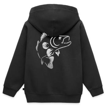Zander - Zanderangeln - Kinder Premium Organic Zip Hoodie - Schwarz - Hinten - AI Model Kid Male (0cm)