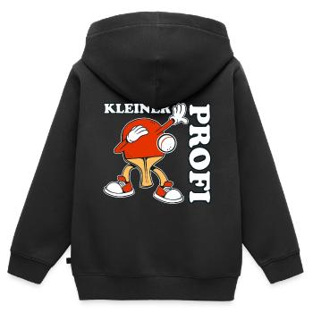 Kleiner Profi - Tischtennis Junge - Kinder Premium Organic Zip Hoodie - Schwarz - Hinten - AI Model Kid Male (0cm)