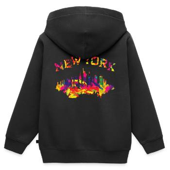 New York aux couleurs vives - Sweat Premium à capuche zippé enfant bio - noir - Dos - AI Model Kid Male (0cm)