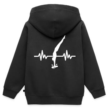 Herzschlag Turmspringer - Wassersport Athlet - Kinder Premium Organic Zip Hoodie - Schwarz - Hinten - AI Model Kid Male (0cm)