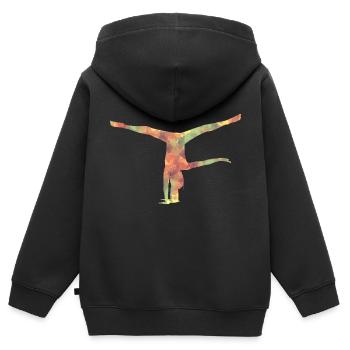 Gymnastik Handstand - Kinder Premium Organic Zip Hoodie - Schwarz - Hinten - AI Model Kid Male (0cm)