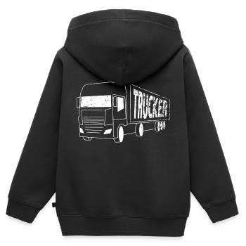 camionneur - Sweat Premium à capuche zippé enfant bio - noir - Dos - AI Model Kid Male (0cm)