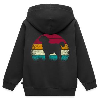 Standard Pyredoodle Vintage Rétro - Sweat Premium à capuche zippé enfant bio - noir - Dos - AI Model Kid Male (0cm)