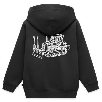 pelleteuse - Sweat Premium à capuche zippé enfant bio - noir - Dos - AI Model Kid Male (0cm)