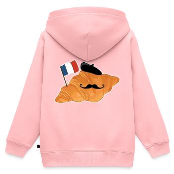 Croissant - Drôle de cuisine française - Sweat Premium à capuche zippé enfant bio - rose - Dos - AI Model Kid Female (0cm)