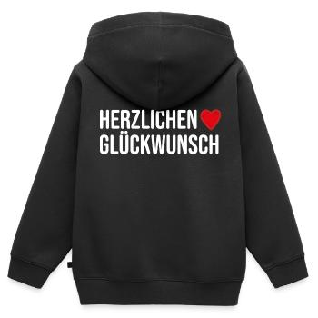 Herzlichen Glückwunsch Herzlich Geschenkidee - Kinder Premium Organic Zip Hoodie - Schwarz - Hinten - AI Model Kid Male (0cm)