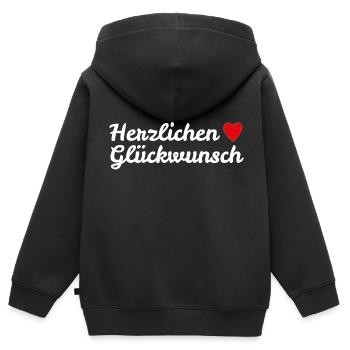 Herzlichen Glückwunsch Geburtstagsgruß - Kinder Premium Organic Zip Hoodie - Schwarz - Hinten - AI Model Kid Male (0cm)