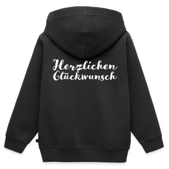 Herzlichen Glückwunsch - Kinder Premium Organic Zip Hoodie - Schwarz - Hinten - AI Model Kid Male (0cm)