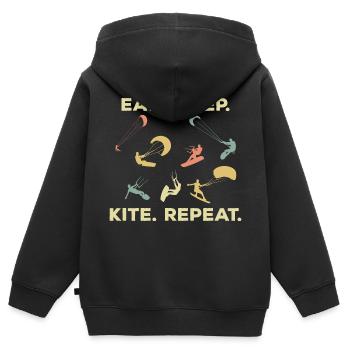 Kiter - Kinder Premium Organic Zip Hoodie - Schwarz - Hinten - AI Model Kid Male (0cm)