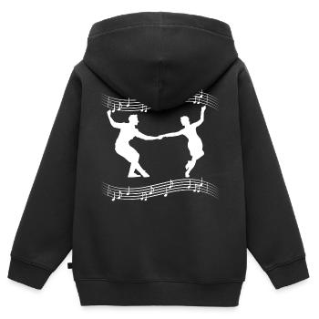 Musique swing - Sweat Premium à capuche zippé enfant bio - noir - Dos - AI Model Kid Male (0cm)