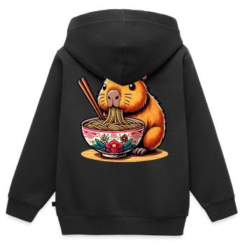 Süßes Kawaii Capybara Ramen Anime - Kinder Premium Organic Zip Hoodie - Schwarz - Hinten - AI Model Kid Male (0cm)
