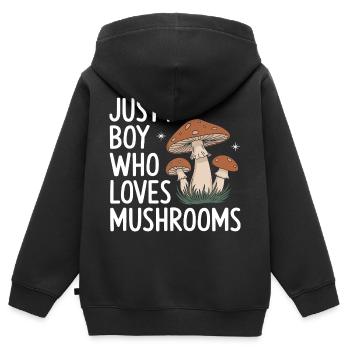Champignons Champignons Champignon Champignon - Sweat Premium à capuche zippé enfant bio - noir - Dos - AI Model Kid Male (0cm)