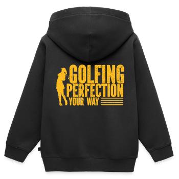 Golf - Golfclub Goldspieler Birdie Elite Luxus - Kinder Premium Organic Zip Hoodie - Schwarz - Hinten - AI Model Kid Male (0cm)