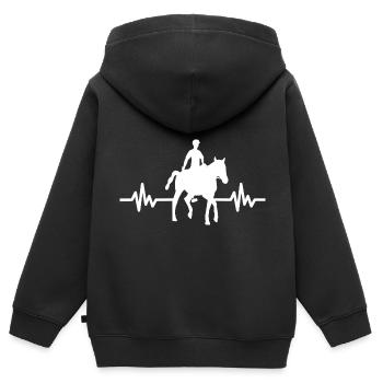 Herzschlag - Pferd Hengst Stute Ross Reitsport - Kinder Premium Organic Zip Hoodie - Schwarz - Hinten - AI Model Kid Male (0cm)