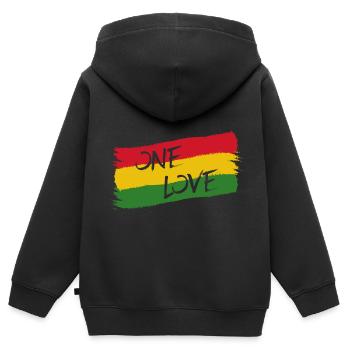Reggae Jamaika One Love Reggaeton Rasta Flagge - Kinder Premium Organic Zip Hoodie - Schwarz - Hinten - AI Model Kid Male (0cm)