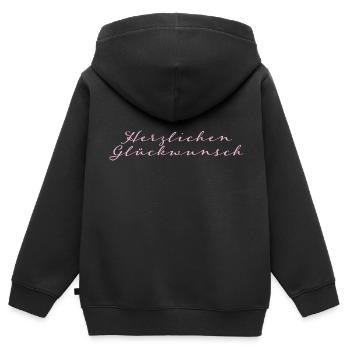 Herzlichen Glückwunsch - Kinder Premium Organic Zip Hoodie - Schwarz - Hinten - AI Model Kid Male (0cm)