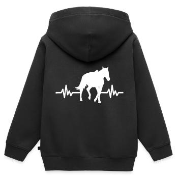 Herzschlag Pferd Hengst Stute Ross Polo - Kinder Premium Organic Zip Hoodie - Schwarz - Hinten - AI Model Kid Male (0cm)