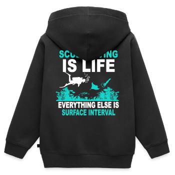 plongée sous-marine - Sweat Premium à capuche zippé enfant bio - noir - Dos - AI Model Kid Male (0cm)