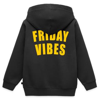 FRIDAY VIBES GESCHENK FREITAG WOCHENTAG WOCHE DAY - Kinder Premium Organic Zip Hoodie - Schwarz - Hinten - AI Model Kid Male (0cm)