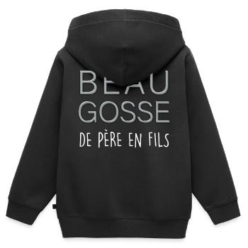 Hübscher Papa und Sohn - Kinder Premium Organic Zip Hoodie - Schwarz - Hinten - AI Model Kid Male (0cm)
