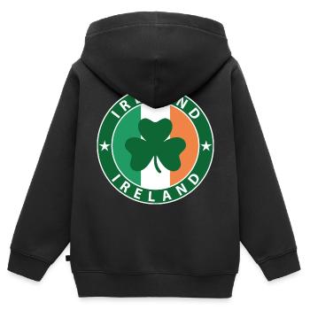 Irlande - Sweat Premium à capuche zippé enfant bio - noir - Dos - AI Model Kid Male (0cm)
