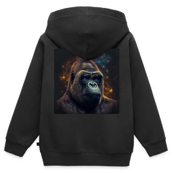 Stardust Gorilla - Art généré par l’IA - AI Art - Sweat Premium à capuche zippé enfant bio - noir - Dos - AI Model Kid Male (0cm)