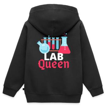 Königin des Labors, Queen of the lab - Sweat Premium à capuche zippé enfant bio - noir - Dos - AI Model Kid Male (0cm)