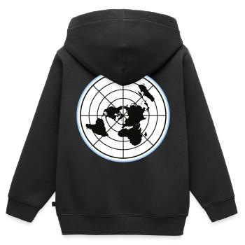 Flat Earth | Flat Earth Map | Colors changeable - Kids Premium Organic Zip-up Hoodie - black - Back - AI Model Kid Male (0cm)