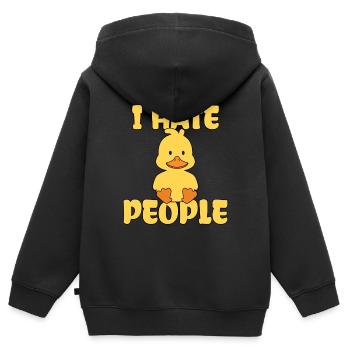 Détester les gens canard drôle mignon caneton caneton - Sweat Premium à capuche zippé enfant bio - noir - Dos - AI Model Kid Male (0cm)