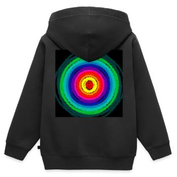 Cercles concentriques de couleur floue - Sweat Premium à capuche zippé enfant bio - noir - Dos - AI Model Kid Male (0cm)