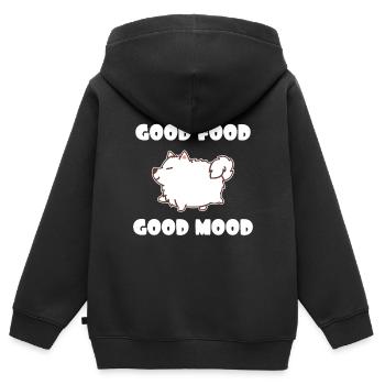 Fat Samoyède Nourriture pour chien à quatre queues - Sweat Premium à capuche zippé enfant bio - noir - Dos - AI Model Kid Male (0cm)