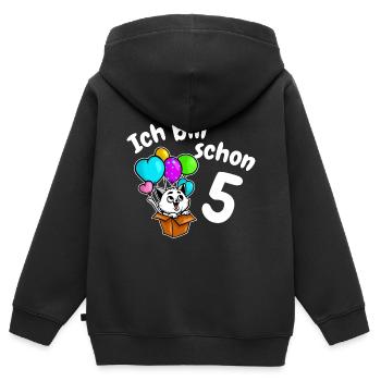 5ème anniversaire chaton mignon chat cinq 5 ans - Sweat Premium à capuche zippé enfant bio - noir - Dos - AI Model Kid Male (0cm)