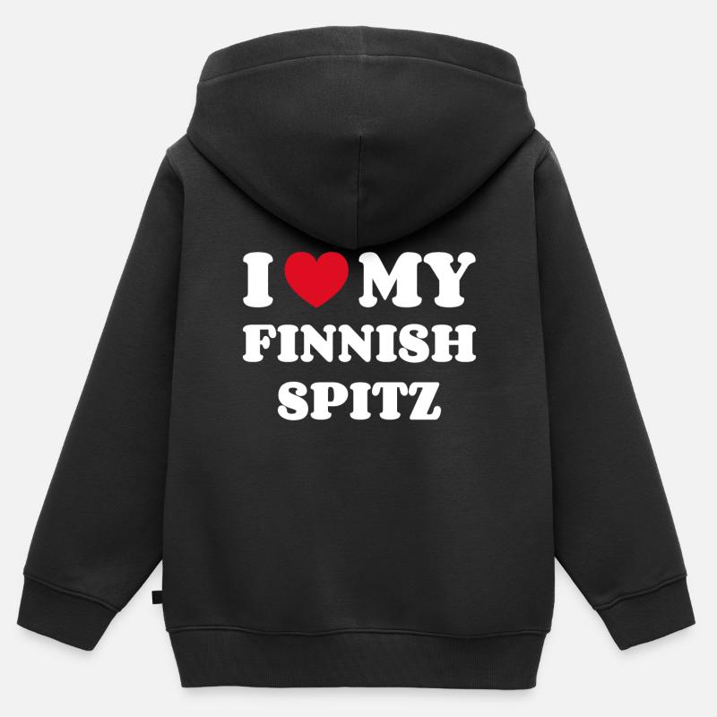J’adore mon Spitz finlandais - Sweat Premium à capuche zippé enfant bio - noir