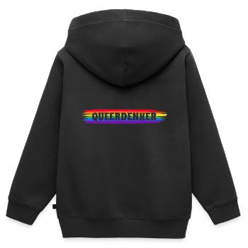 Penseur queer - Sweat Premium à capuche zippé enfant bio - noir - Dos - AI Model Kid Male (0cm)
