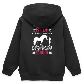 Horse Girl Born To Ride Forced To Go To School - Kids Premium Organic Zip-up Hoodie - black - Back - AI Model Kid Male (0cm)