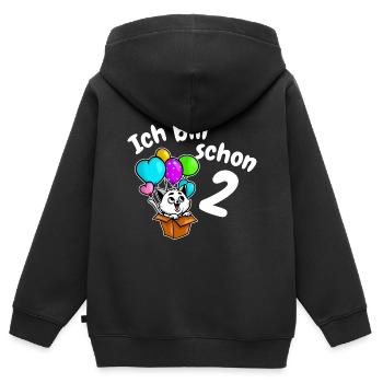 2ème anniversaire mignon chaton chat deux ans - Sweat Premium à capuche zippé enfant bio - noir - Dos - AI Model Kid Male (0cm)