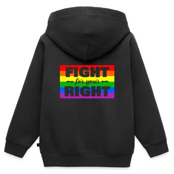 Lutte pour vos droits LGBT CSD Gay Pride - Sweat Premium à capuche zippé enfant bio - noir - Dos - AI Model Kid Male (0cm)