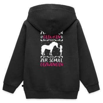 Horse Girl Riding School Schoolgirl Funny - Kids Premium Organic Zip-up Hoodie - black - Back - AI Model Kid Male (0cm)