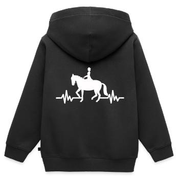 Herzschlag Pferd - Hengst Stute Ross Reitsport - Kinder Premium Organic Zip Hoodie - Schwarz - Hinten - AI Model Kid Male (0cm)
