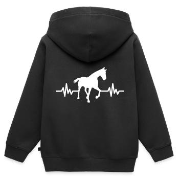 Heartbeat - Étalon Cheval Jument Ross Equestrian - Sweat Premium à capuche zippé enfant bio - noir - Dos - AI Model Kid Male (0cm)