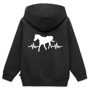 Herzschlag - Pferd Hengst Stute Ross Reitsport - Kinder Premium Organic Zip Hoodie - Schwarz - Hinten - AI Model Kid Male (0cm)