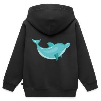 Dauphin Dauphin Dauphin Marsilage - Sweat Premium à capuche zippé enfant bio - noir - Dos - AI Model Kid Male (0cm)