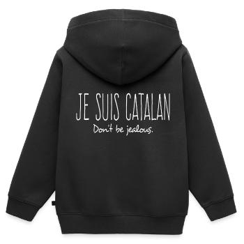 je suis catalan cadeau homme femme humour catalan - Sweat Premium à capuche zippé enfant bio - noir - Dos - AI Model Kid Male (0cm)