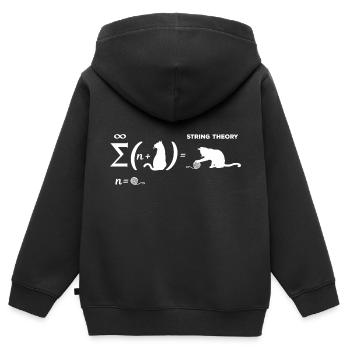 La théorie des cordes de Schrödinger - Sweat Premium à capuche zippé enfant bio - noir - Dos - AI Model Kid Male (0cm)