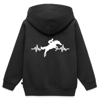 Herzschlag Pferd - Hengst Stute Ross Reitsport - Kinder Premium Organic Zip Hoodie - Schwarz - Hinten - AI Model Kid Male (0cm)